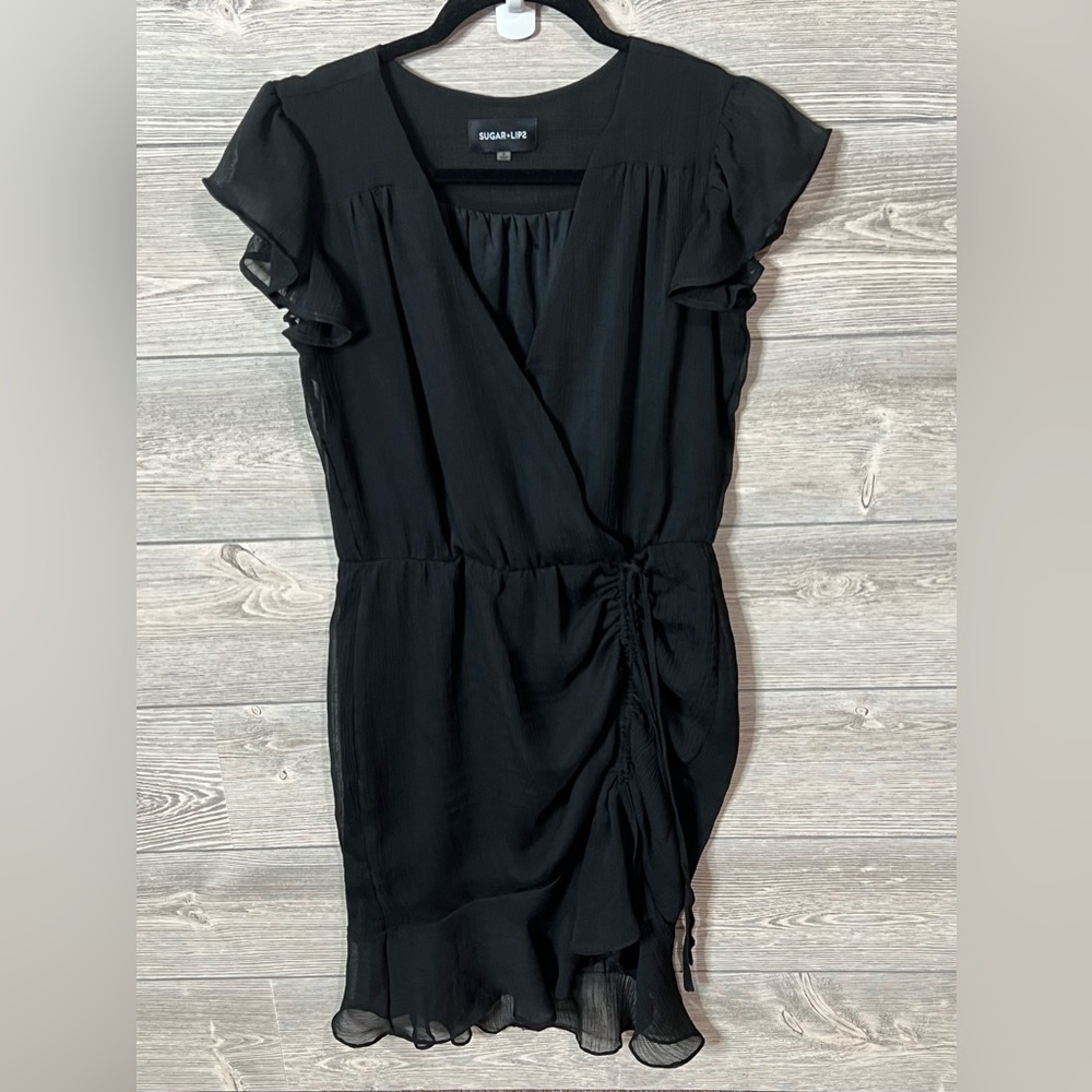 Black Sugarlips Ruched Mini Dress Size Small - Picture 5 of 11